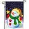 G128 - Christmas Garden Flag, Christmas and Winter Themed Decorations - Snowman Playing in The Snow, | 12x18 Inch | Printed 150D Polyester - Rustic Holiday Seasonal Outdoor Flag